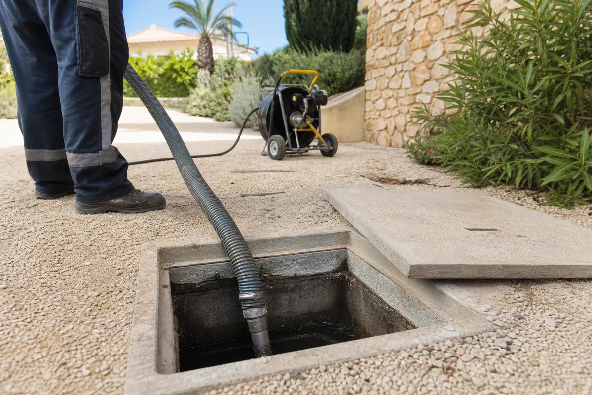 Regard de branchement ouvert lors d&rsquo;un débouchage de canalisation dans le Var